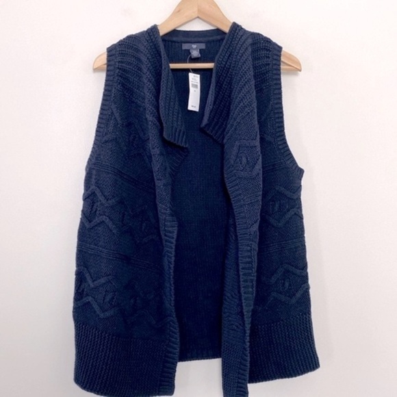 GAP Factory Sweater Vest Cardigan Chunky Cable‎ Knit Navy Size XS - Picture 1 of 8